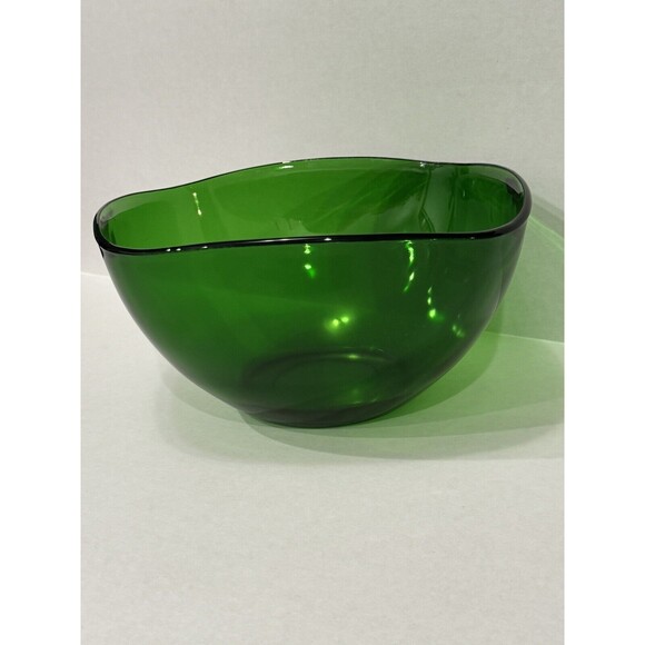 Vintage Vereco France ~Emerald Green Glass Serving/Salad Bowl ~Tempered Glass - Picture 6 of 10